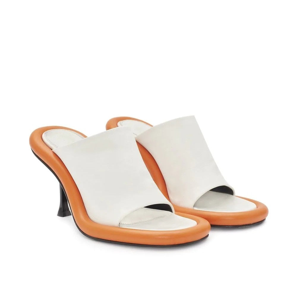 Yareli Color Contrast Pipe Edge Mule Sandals