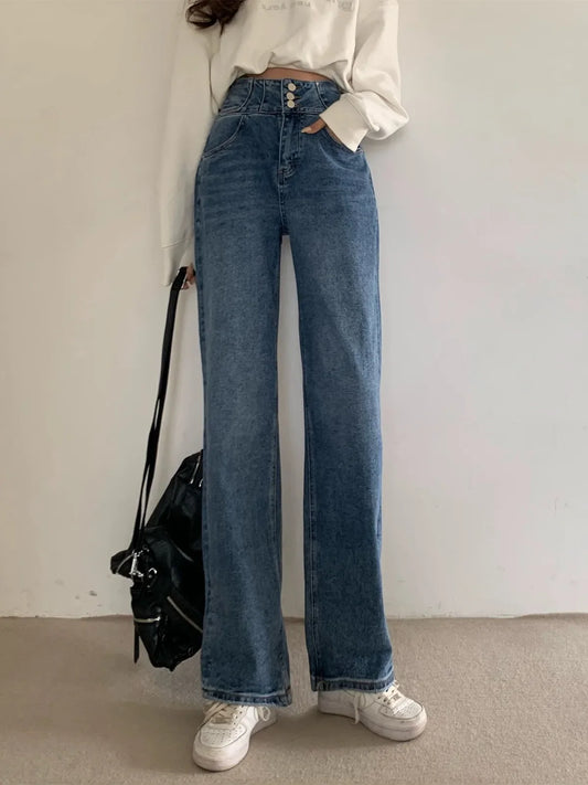 Streetwear Classic Full-Length Denim Pants for Women