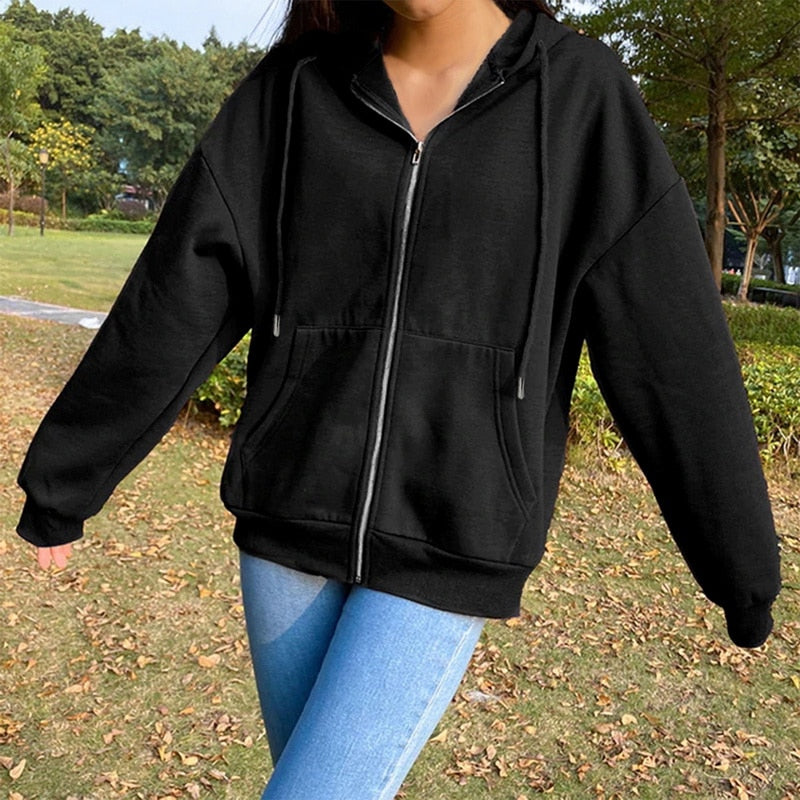 Solid Color Simple Zip-Up Coats