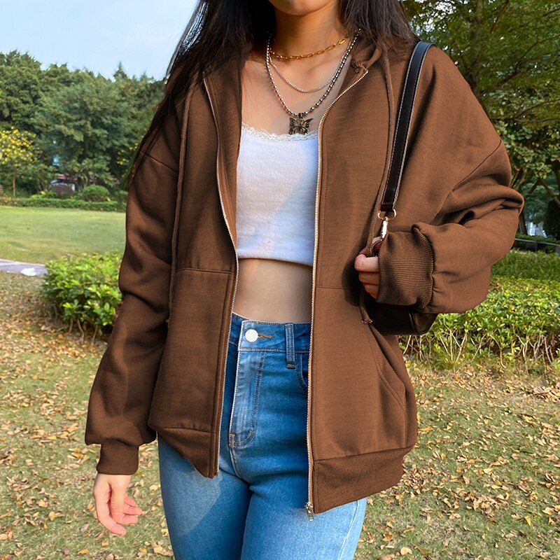 Solid Color Simple Zip-Up Coats