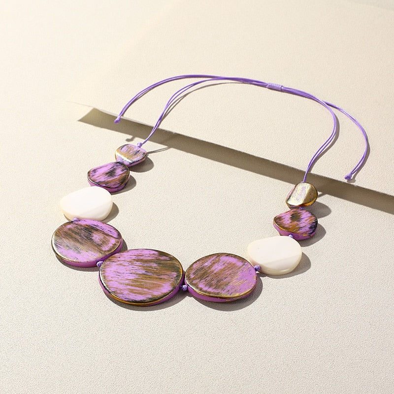 Zurah Colorful Circle Tribal Bib Necklaces - 6 Colors