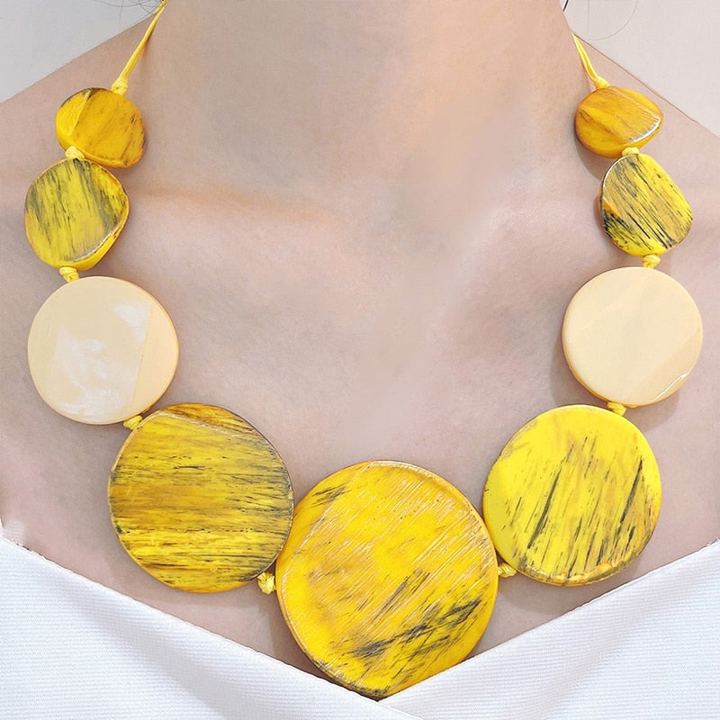 Zurah Colorful Circle Tribal Bib Necklaces - 6 Colors