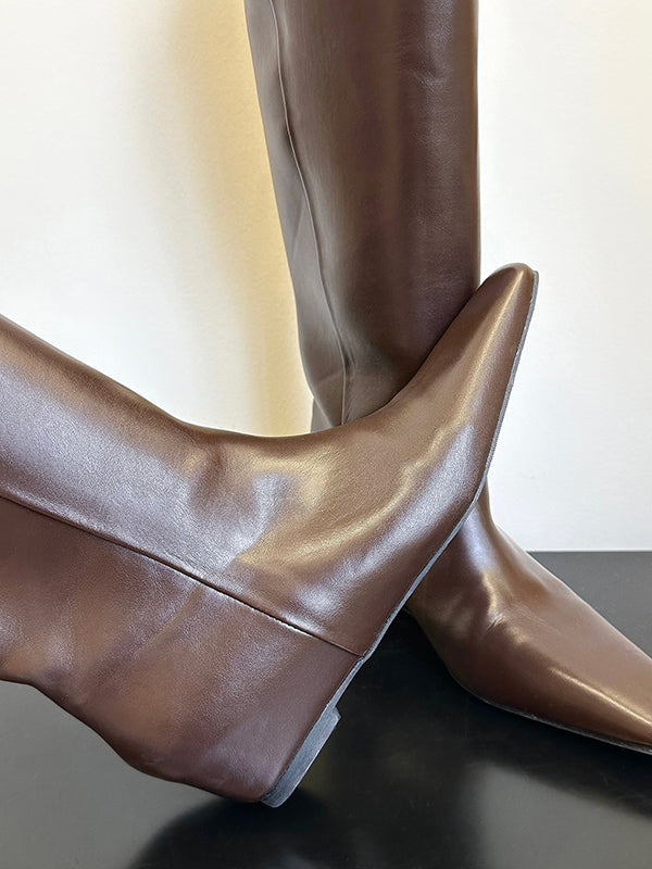Pointed-Toe Split-Joint Boots Pumps