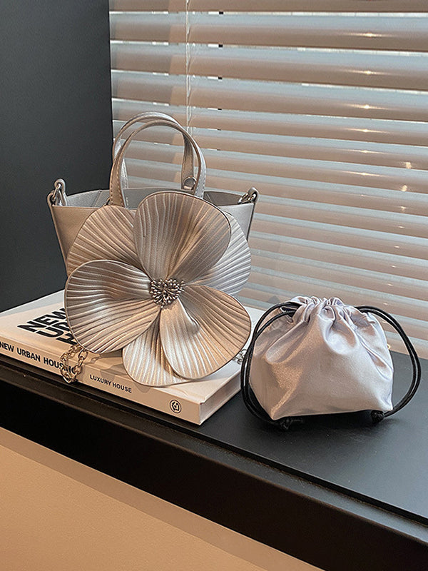 Flower Shape Pleated Split-Joint Tote Bags Handbags Crossbody Bags Bags