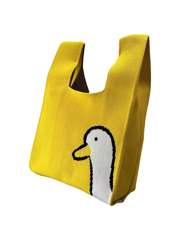 Animal Printed Woven Handbag Bags