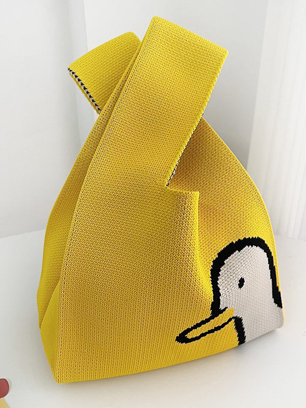 Animal Printed Woven Handbag Bags
