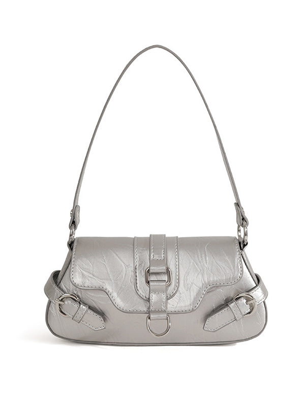Belt Buckle Geometric Shiny Split-Joint Shoulder Bags Handbags Bags