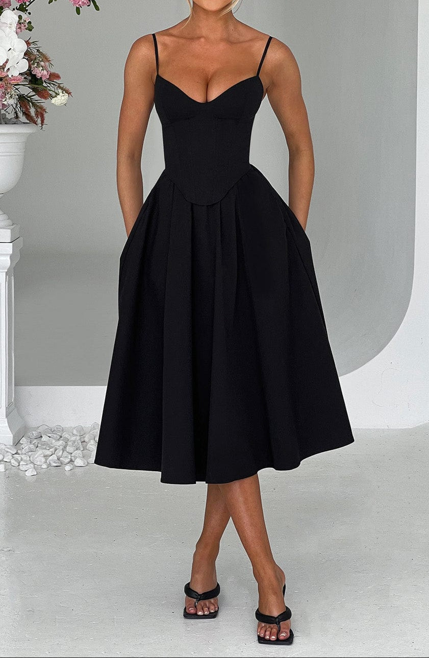 Romina Midi Dress - Black