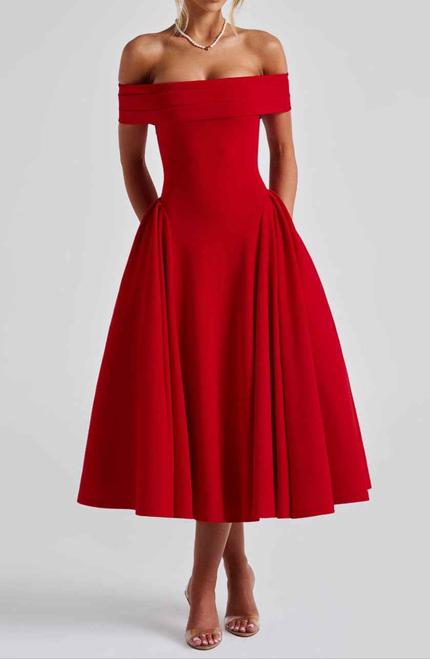 Michelle Midi Dress - Red