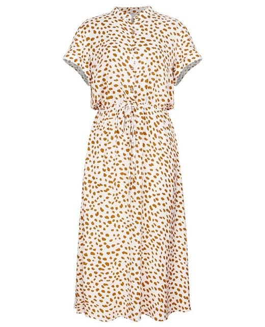 Ladies Bohemian Leopard Print Shirt Dress Casual Midi Holiday Summer Dress Female A-line Loose Beach Dress