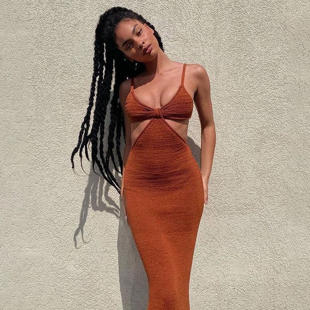 Spaghetti Strap Backless Maxi Dress
