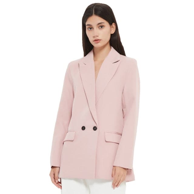 women's blazer jacket casual solid color double-breasted pocket decorative coat