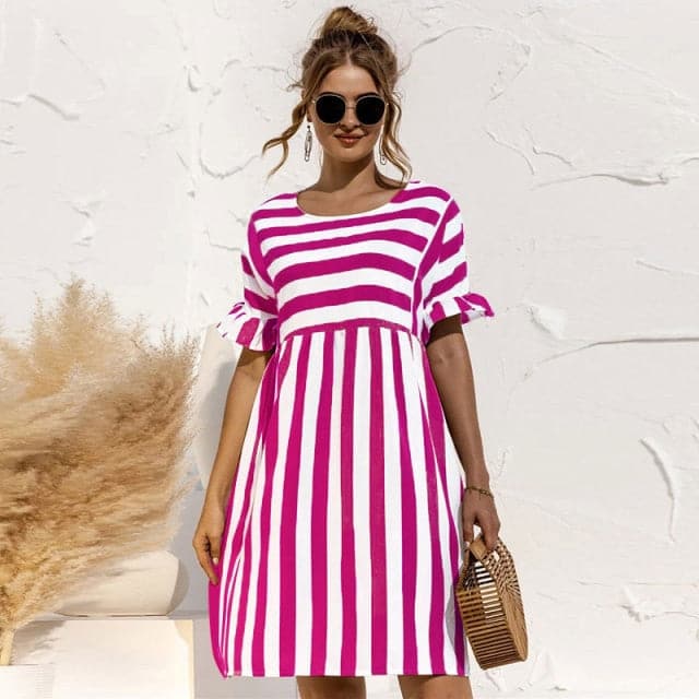 Summer Dress Cute Loose Print Sleeves Dresses