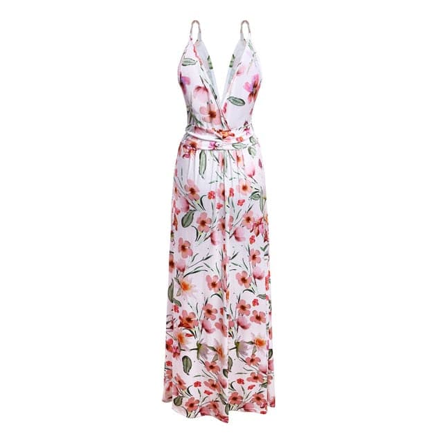 Women's Sling Floral Long Dresses arrival Summer Boho V-Neck Sleeveless Party Beach Floarl Print Maxi Dress Casual Sundress