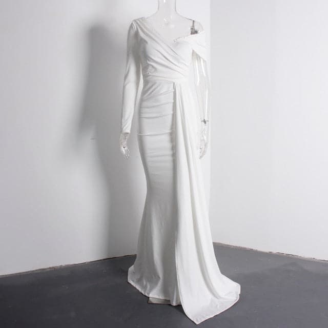 White One Sleeve Off Shoulder Party Dress