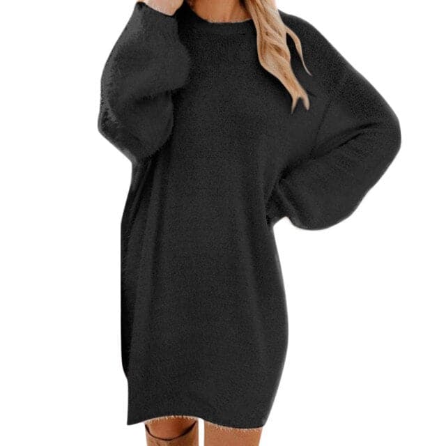 Casual Knit Turtleneck Sweater Dresses