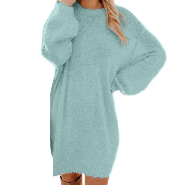 Casual Knit Turtleneck Sweater Dresses