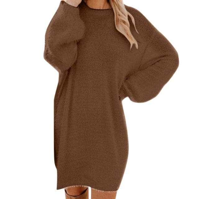 Casual Knit Turtleneck Sweater Dresses
