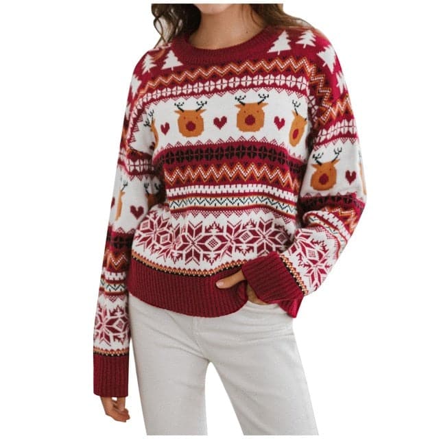 Sweater Knit Top Loose Long Sleeves Christmas Color Light Bulb Warm Autumn Winter Streetwear Fashion Girl Pullover