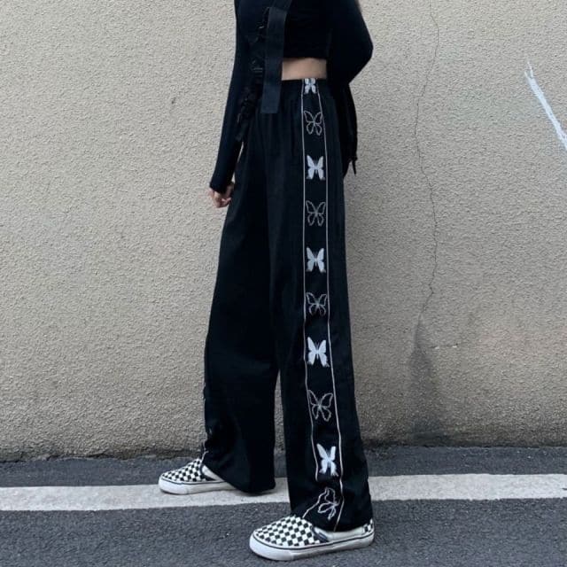 Tie-dyed High-waist Casual Pants for Female Students Loose Fried Street Slim Straight Wide-leg Tide Sports