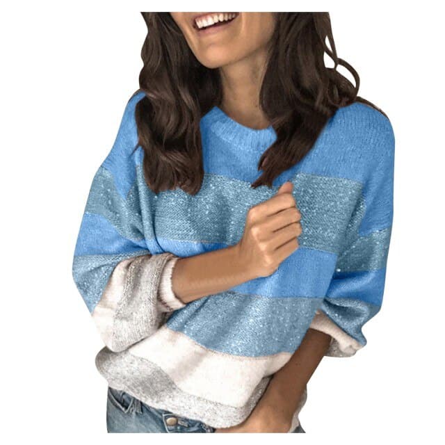 Sweaters Korean Harajuku Casual Loose Stripe Stitching Commute Jacquard Knitted Pullover Jumper