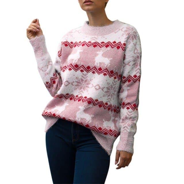 Christmas Sweater Harajuku Knitted Streetwear Cute Little Penguin Cartoon Pullover O-Neck Oversize Casual Ladies Sweaters