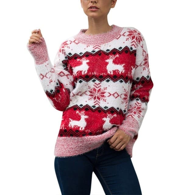 Christmas Sweater Harajuku Knitted Streetwear Cute Little Penguin Cartoon Pullover O-Neck Oversize Casual Ladies Sweaters