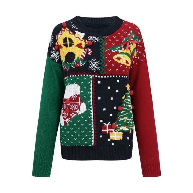 Christmas Sweater Harajuku Knitted Streetwear Cute Little Penguin Cartoon Pullover O-Neck Oversize Casual Ladies Sweaters