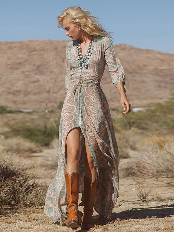 V-Neck Chiffon Sexy Maxi Dress