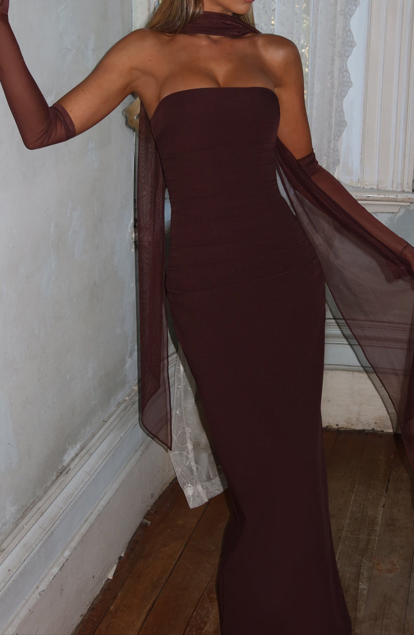 Ana Sofía Maxi Dress- Plum Brown
