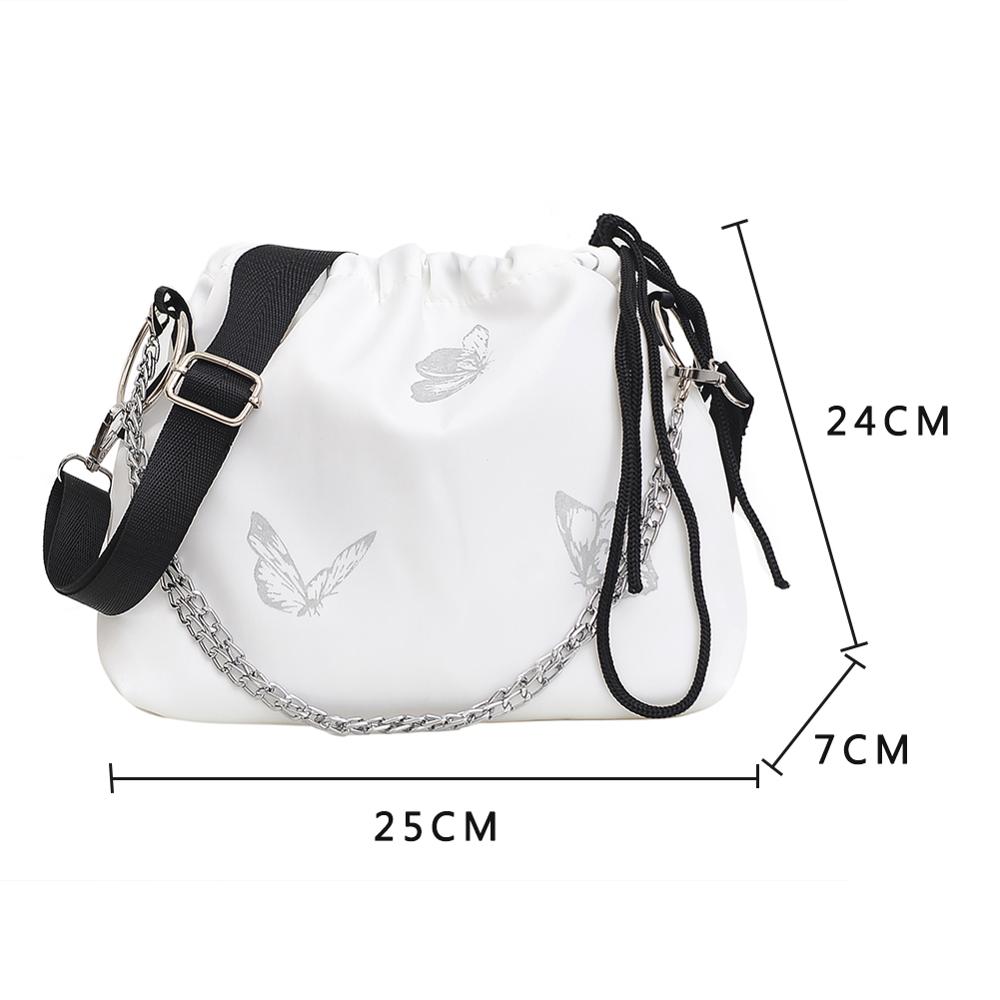 Luminous Butterfly Printed Drawstring Messenger Bag for Women