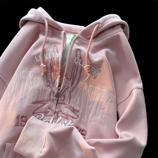 Retro Letter Embroidery Hoodie