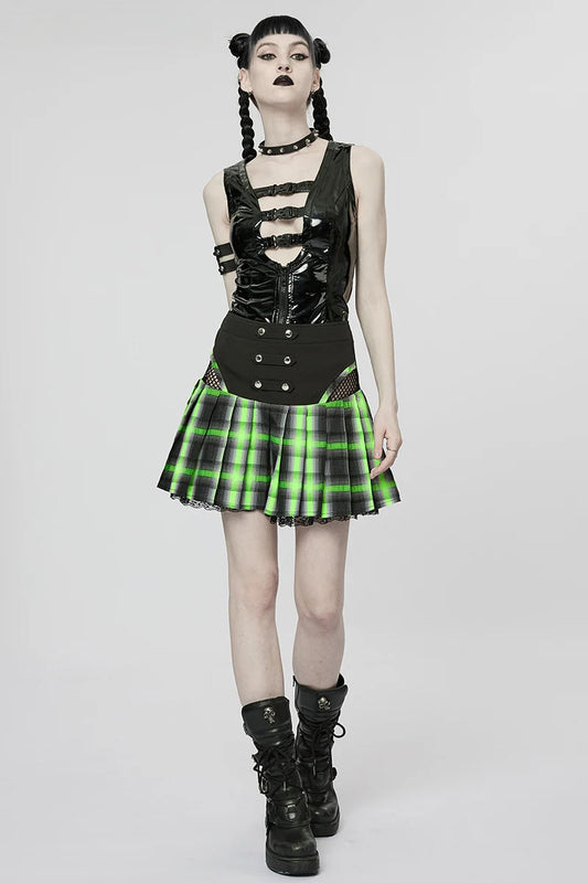 Women's Style Hollowed Out Colored Pleated Fashion Personality Cute Girl Mini Skirt