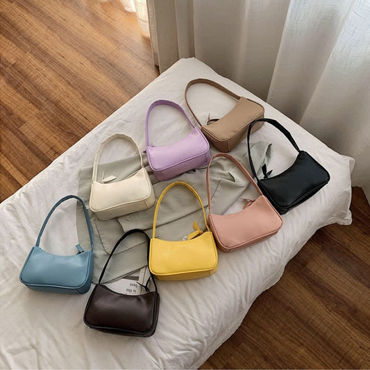 Soft PU Leather Baguette Handbag