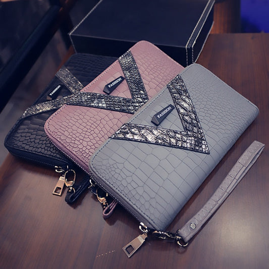 Snake Leather Stylized Long Wallet