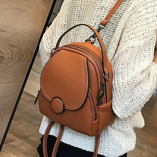 Round Buckle Eco-Leather Backpack