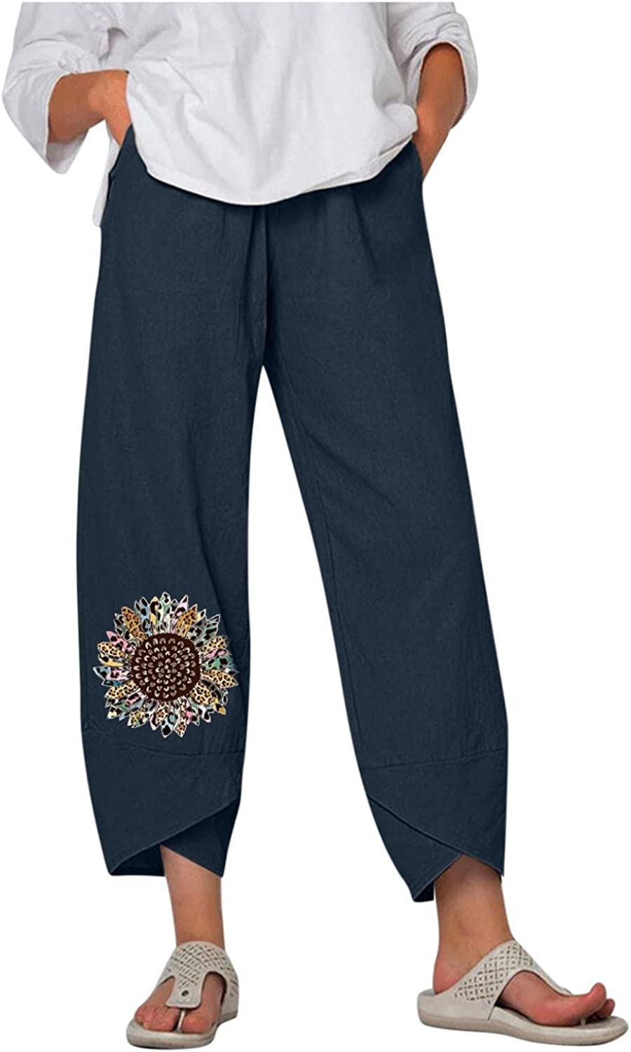 Palazzo Lounge Pants Wide Leg Printed Cropped Bottoms Baggy Trousers Sweatpants