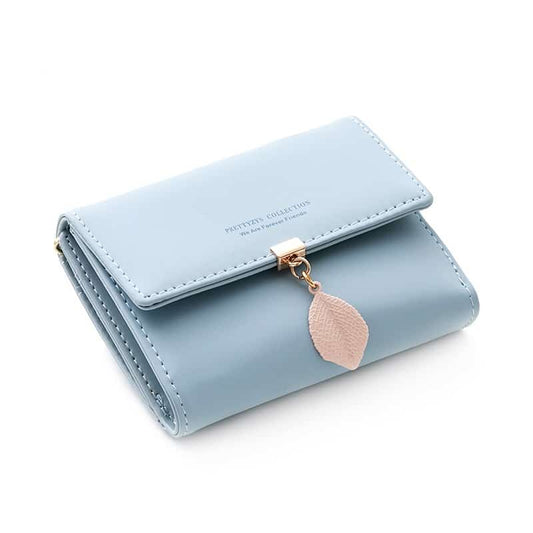 Boho Short Wallet with Leaf Shaped Pendant