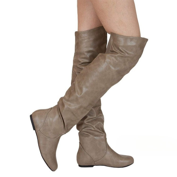 Square Block Heel Platform Side Zipper Autumn Winter Knee High Boots