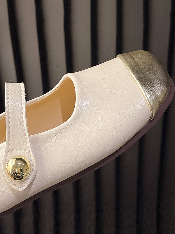 Contrast Color Shallow Cut Split-Joint Square-Toe Slippers&Mules Mary Janes Flats