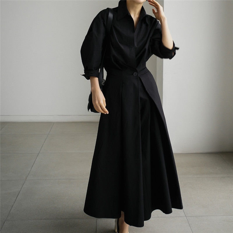 Adeline Retro Flare Maxi Shirtdress - 2 Colors