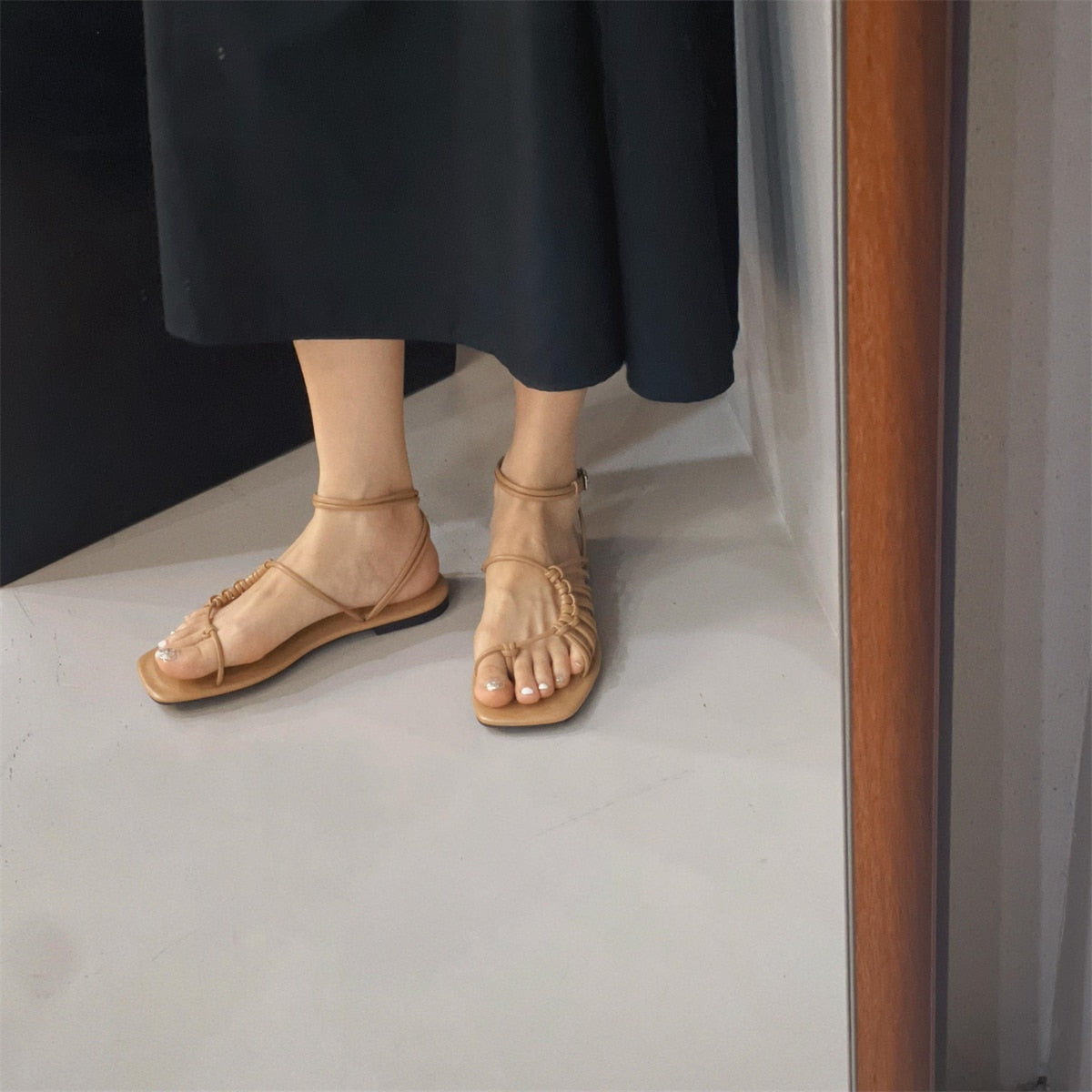 Anka Side Wrap Gladiator Slipper Sandals - 2 Colors