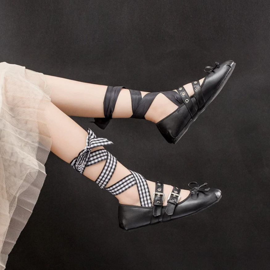 Aurelia Buckle Strap Ballet Flats - Black 39 / US 8-8.5