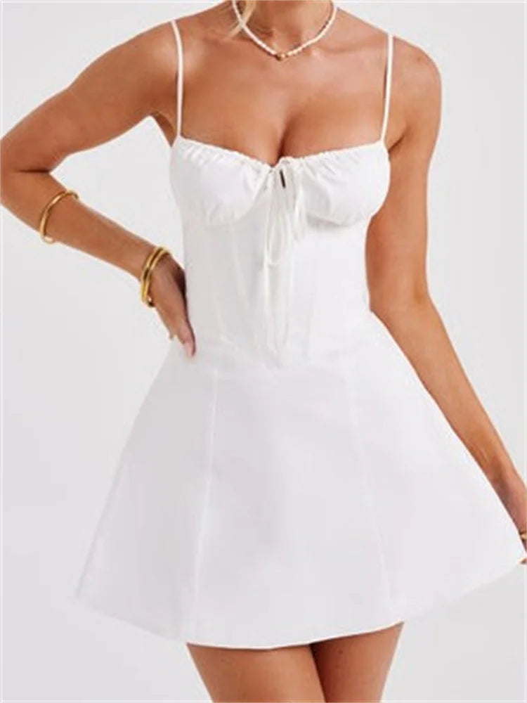 Y2K Corset Bodycon Sequined Tie-Up Mini Dresses