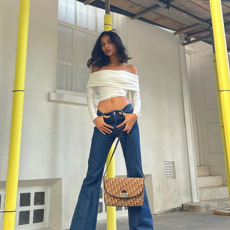 Off Shoulder Slim Fit Crop Top