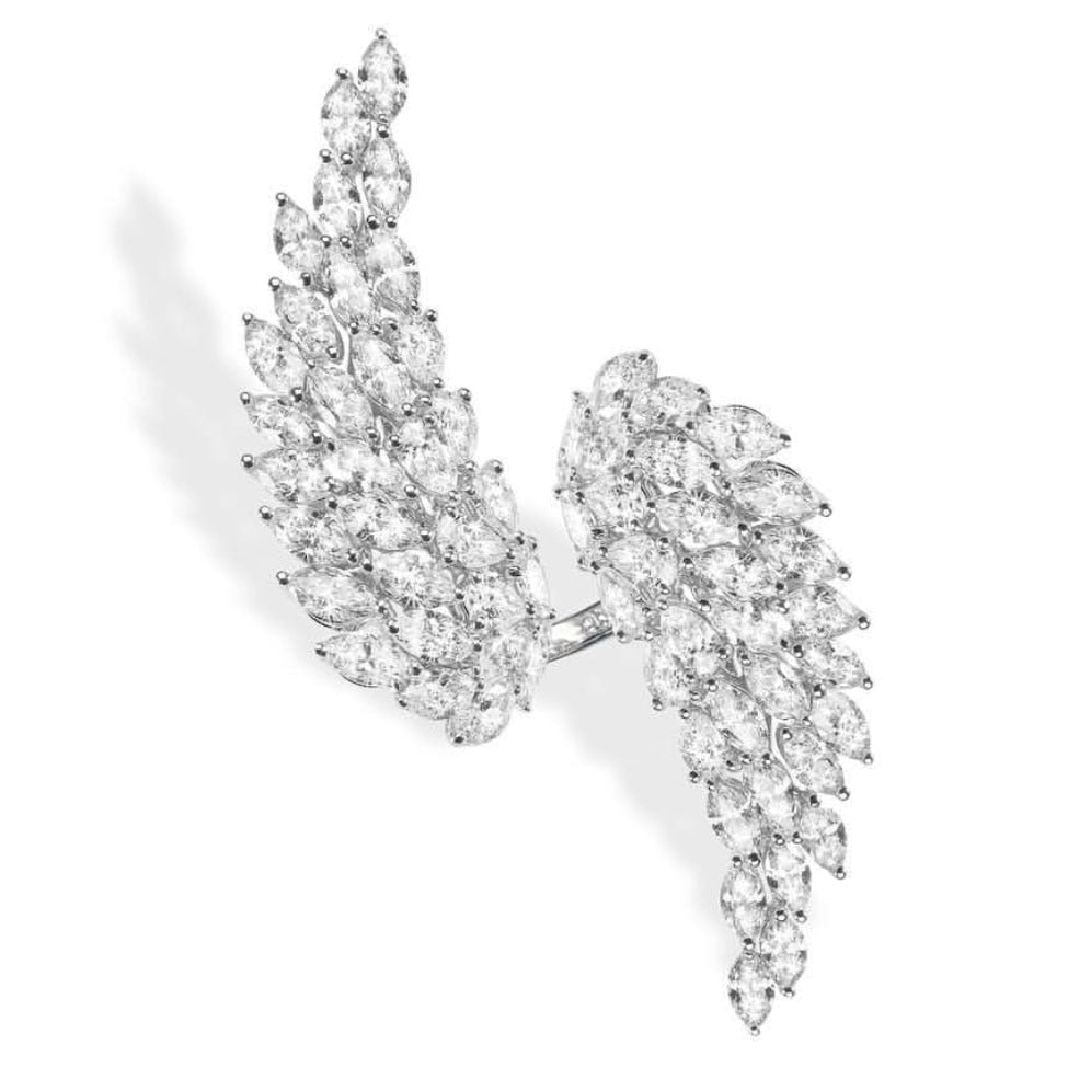 Crystal Angel Feather Wing Cocktail Rings - 2 Colors