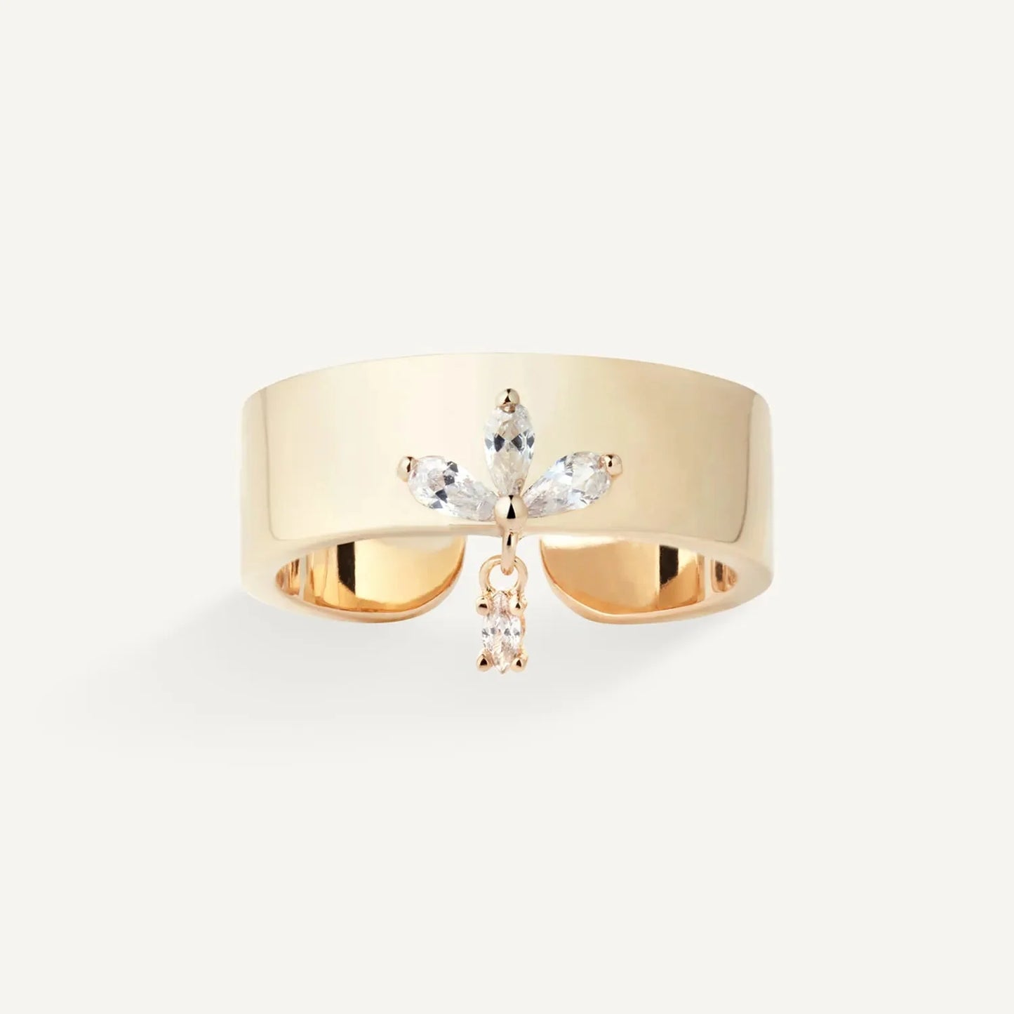 Crystal Leave Zirconia Sterling Silver Band Rings