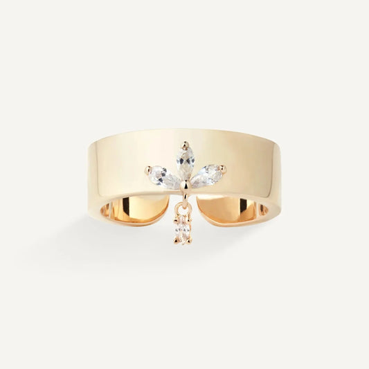 Crystal Leave Zirconia Sterling Silver Band Rings