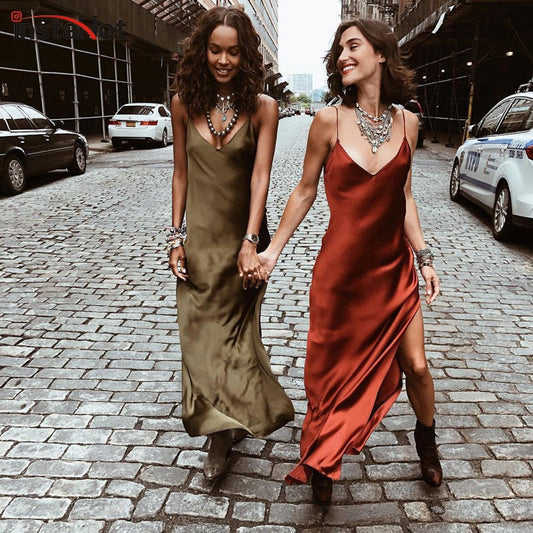 Deborah Solid Satin Slip Dresses - 4 Colors