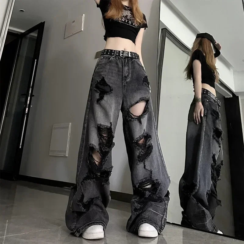 Korean Streetwear Gyaru Kpop Hippie Baggy Denim Women's Jeans